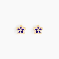 Histoire d'Or Boucles D'oreilles Puces Fleur Email Or Jaune New