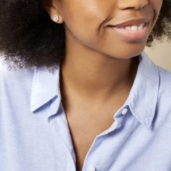 Histoire d'Or Boucles D'oreilles Puces Fidjy Argent Blanc Oxyde De Zirconium New