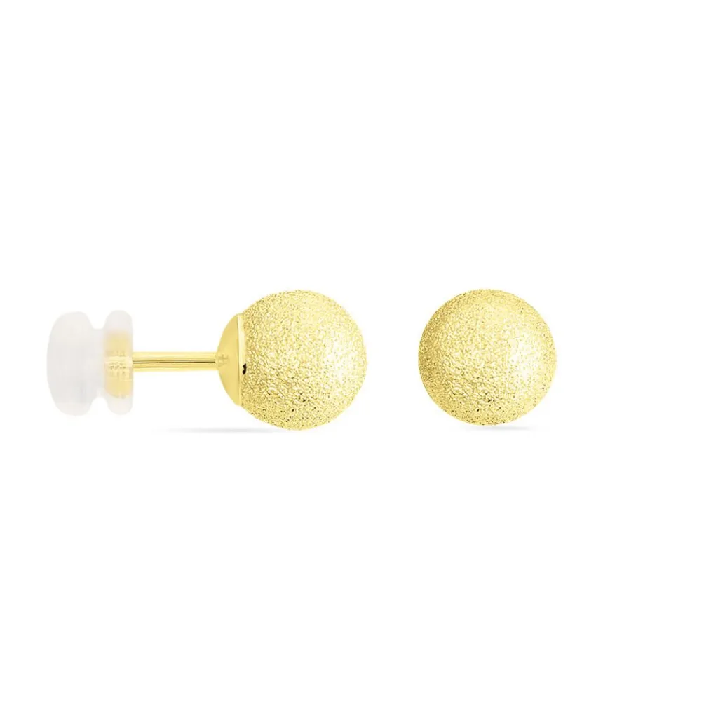 Histoire d'Or Boucles D'oreilles Puces Fidelia Boule Sablee or jaune