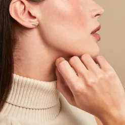 Histoire d'Or Boucles D'oreilles Puces Feath Argent Blanc Oxyde De Zirconium Outlet