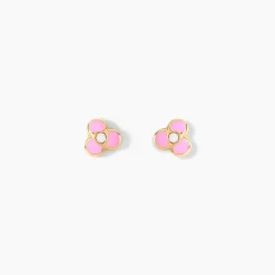Histoire d'Or Boucles D'oreilles Puces Fleur Rose Or Jaune Clearance