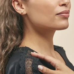 Histoire d'Or Boucles D'oreilles Puces Fidelia Boule Sablee Or Jaune New