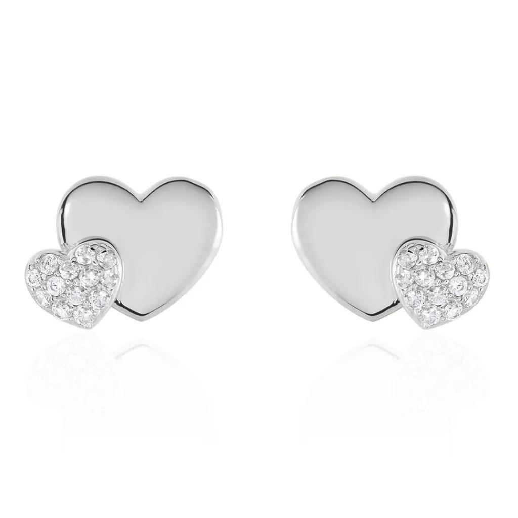 Histoire d'Or Boucles D'oreilles Puces Flamen Argent Blanc Oxyde De Zirconium Best