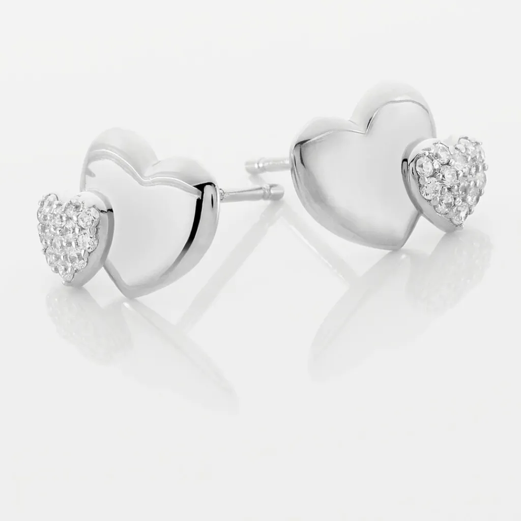 Histoire d'Or Boucles D'oreilles Puces Flamen Argent Blanc Oxyde De Zirconium Best