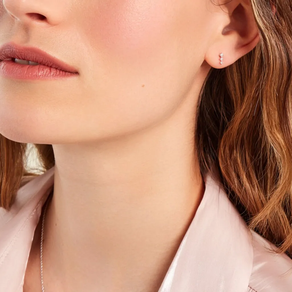 Histoire d'Or Boucles D'oreilles Puces Ganesha Or Blanc Diamant Best