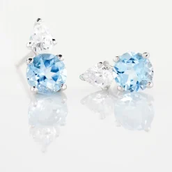 Histoire d'Or Boucles D'oreilles Puces Giana Or Blanc Topaze Et Oxyde De Zirconium Hot