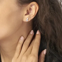 Histoire d'Or Boucles D'oreilles Puces Giana Or Blanc Topaze Et Oxyde De Zirconium Hot