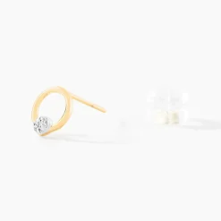 Histoire d'Or Boucles D'oreilles Puces Gisa Jaune Diamant Blanc New