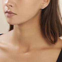 Histoire d'Or Boucles D'oreilles Puces Gisa Jaune Diamant Blanc New