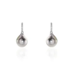 Histoire d'Or Boucles D'oreilles Puces Gatiene Or Blanc Perle De Culture Et Diamant Discount