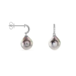 Histoire d'Or Boucles D'oreilles Puces Gatiene Or Blanc Perle De Culture Et Diamant Discount