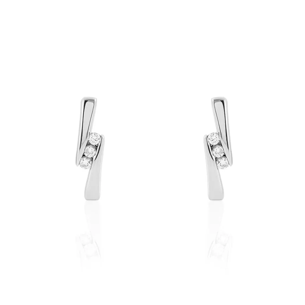 Histoire d'Or Boucles D'oreilles Puces Galya Or Blanc Diamant Discount
