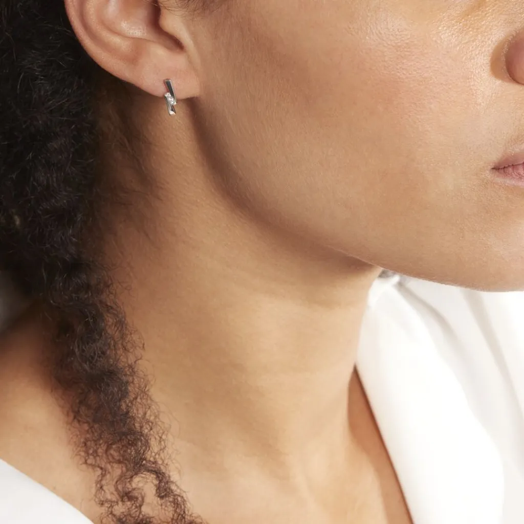 Histoire d'Or Boucles D'oreilles Puces Galya Or Blanc Diamant Discount