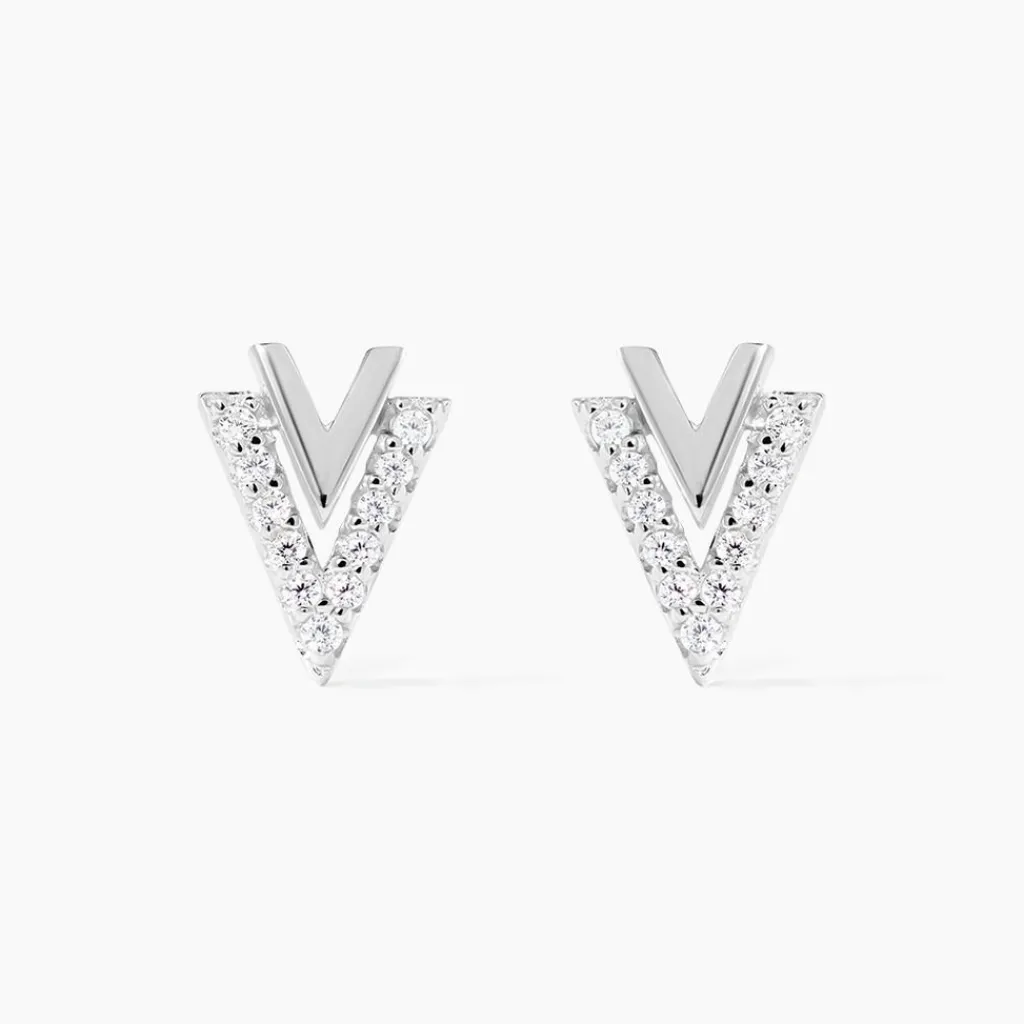 Histoire d'Or Boucles D'oreilles Puces Guenolee Argent Blanc Oxyde De Zirconium Hot