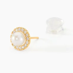 Histoire d'Or Boucles D'oreilles Puces Grizel Or Jaune Perle De Culture Et Oxyde Online