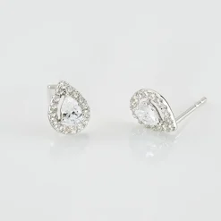 Histoire d'Or Boucles D'oreilles Puces Hildana Or Blanc Oxyde De Zirconium
