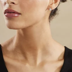 Histoire d'Or Boucles D'oreilles Puces Hildana Or Blanc Oxyde De Zirconium