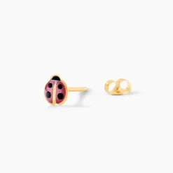 Histoire d'Or Boucles D'oreilles Puces Helidie Coccinelle Or Jaune or jaune smalto rose Clearance