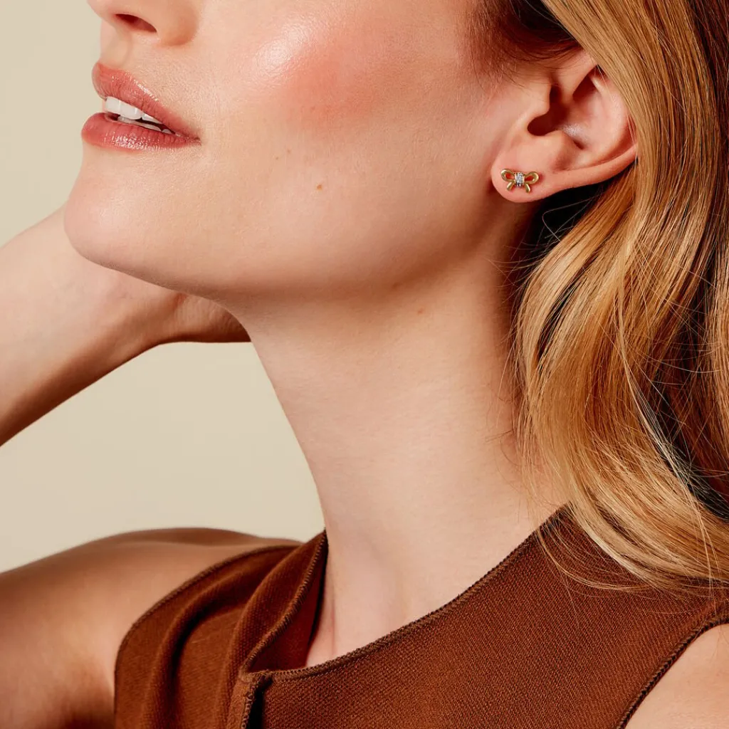 Histoire d'Or Boucles D'oreilles Puces Hisae Plaqué Or Jaune Oxyde De Zirconium Outlet