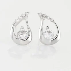 Histoire d'Or Boucles D'oreilles Puces Helie Goutte Or Blanc Oxyde De Zirconium Best