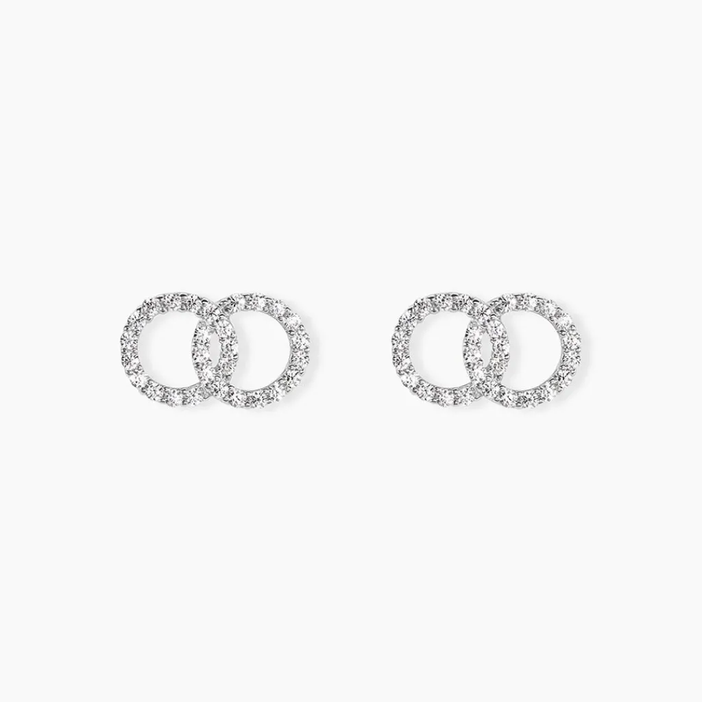 Histoire d'Or Boucles D'oreilles Puces Iwa Argent Blanc Oxyde De Zirconium Clearance