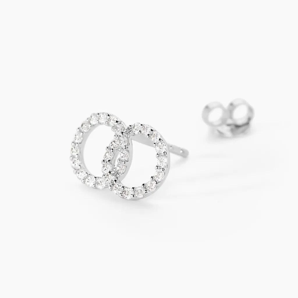 Histoire d'Or Boucles D'oreilles Puces Iwa Argent Blanc Oxyde De Zirconium Clearance