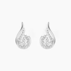 Histoire d'Or Boucles D'oreilles Puces Indian Drop Argent Blanc Oxyde De Zirconium