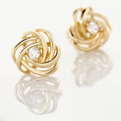 Histoire d'Or Boucles D'oreilles Puces Iwaki Plaqué Or Jaune Oxyde De Zirconium Hot