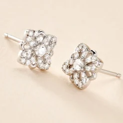 Histoire d'Or Boucles D'oreilles Puces Isia Argent Blanc Oxyde De Zirconium