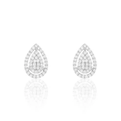 Histoire d'Or Boucles D'oreilles Puces Izia Or Blanc Diamant New