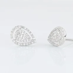 Histoire d'Or Boucles D'oreilles Puces Izia Or Blanc Diamant New