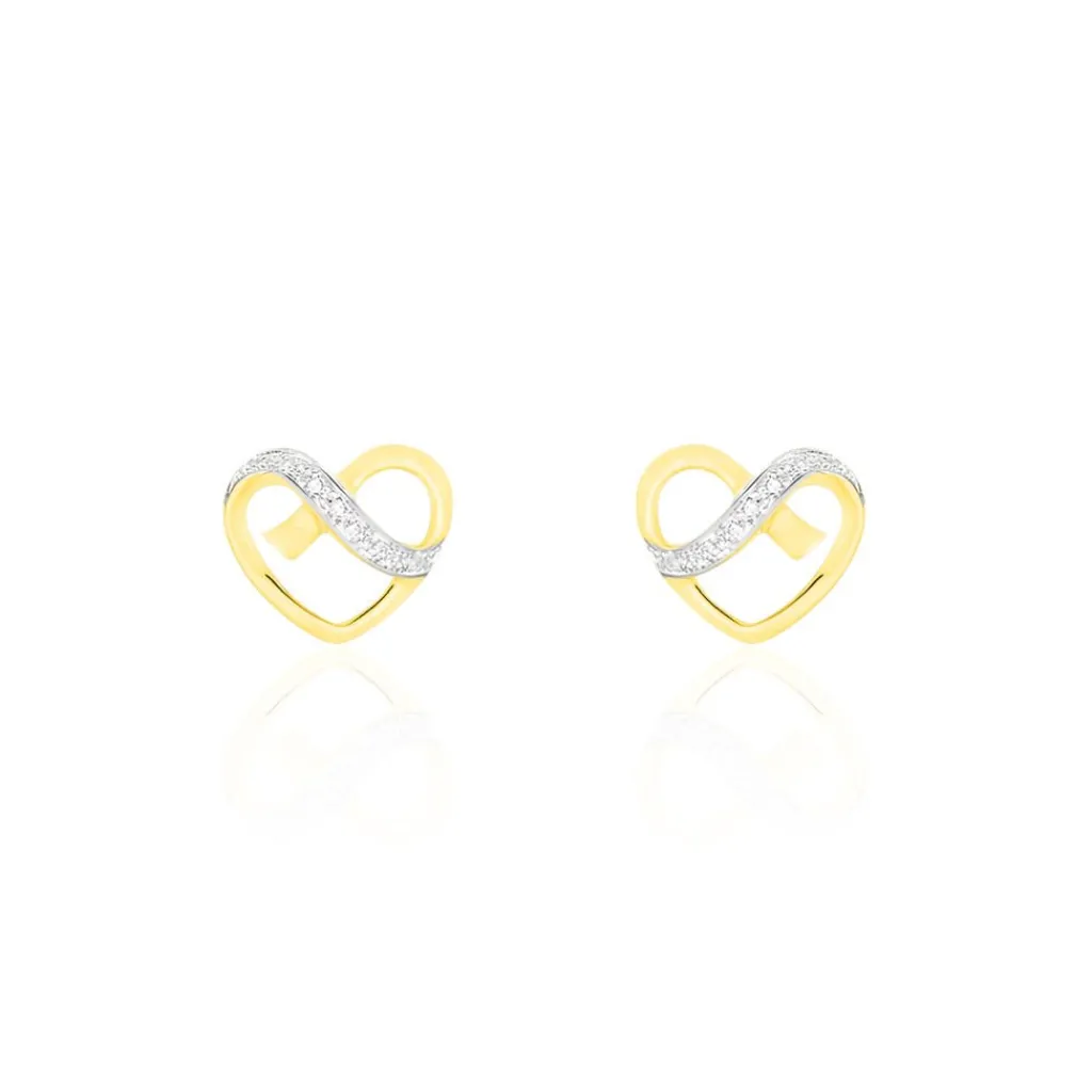 Histoire d'Or Boucles D'oreilles Puces Juliane or jaune diamant New