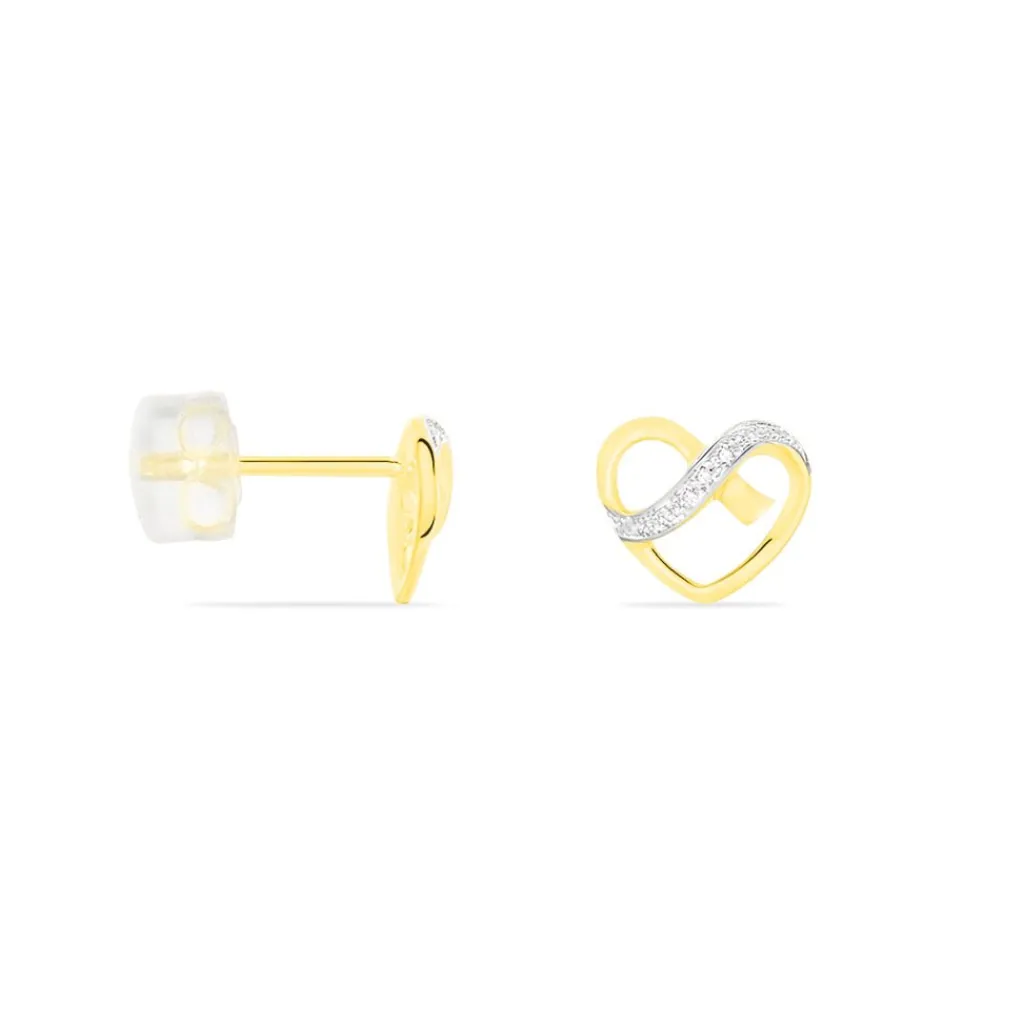 Histoire d'Or Boucles D'oreilles Puces Juliane or jaune diamant New