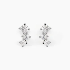 Histoire d'Or Boucles D'oreilles Puces Kyoto Or Blanc Oxyde De Zirconium Best