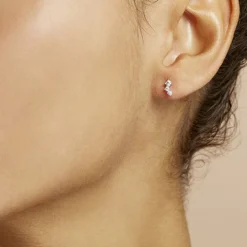 Histoire d'Or Boucles D'oreilles Puces Kyoto Or Blanc Oxyde De Zirconium Best