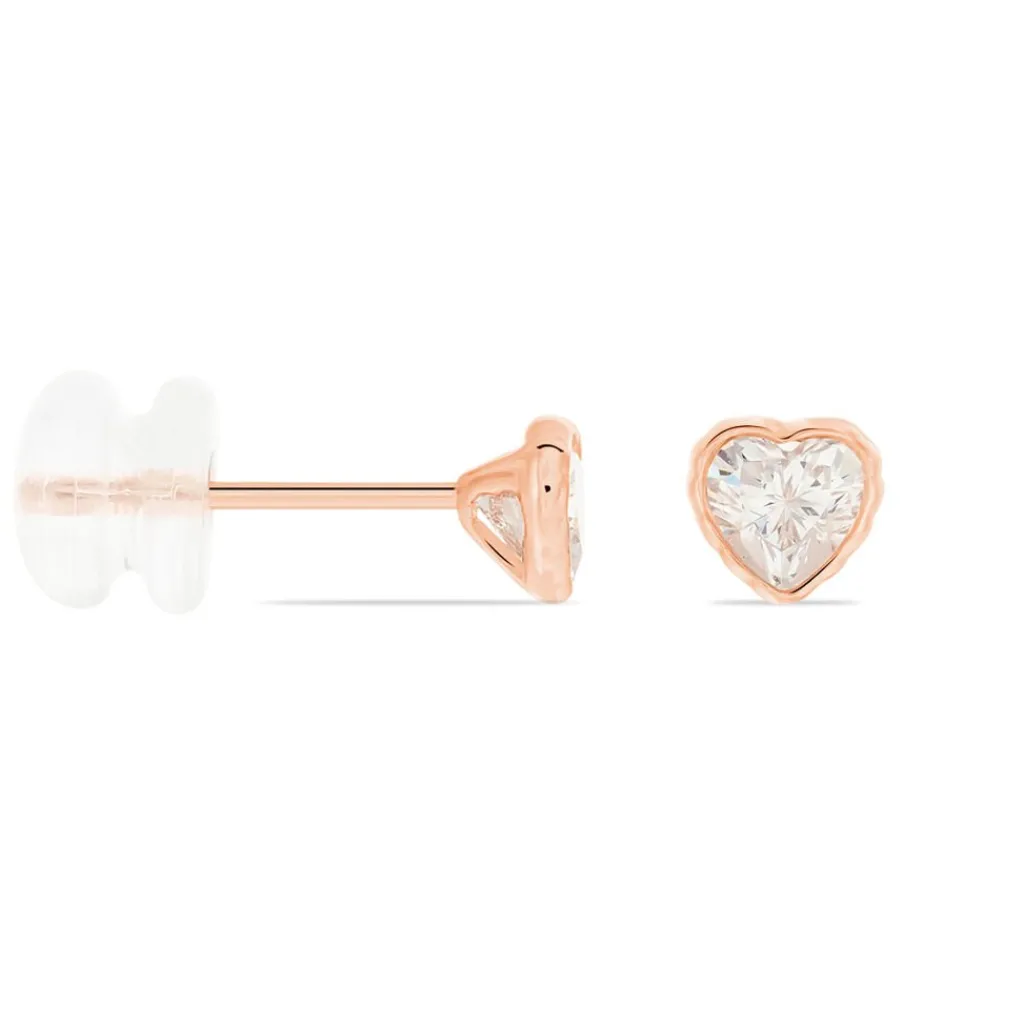 Histoire d'Or Boucles D'oreilles Puces Kadidjatou Or Rose Oxyde De Zirconium