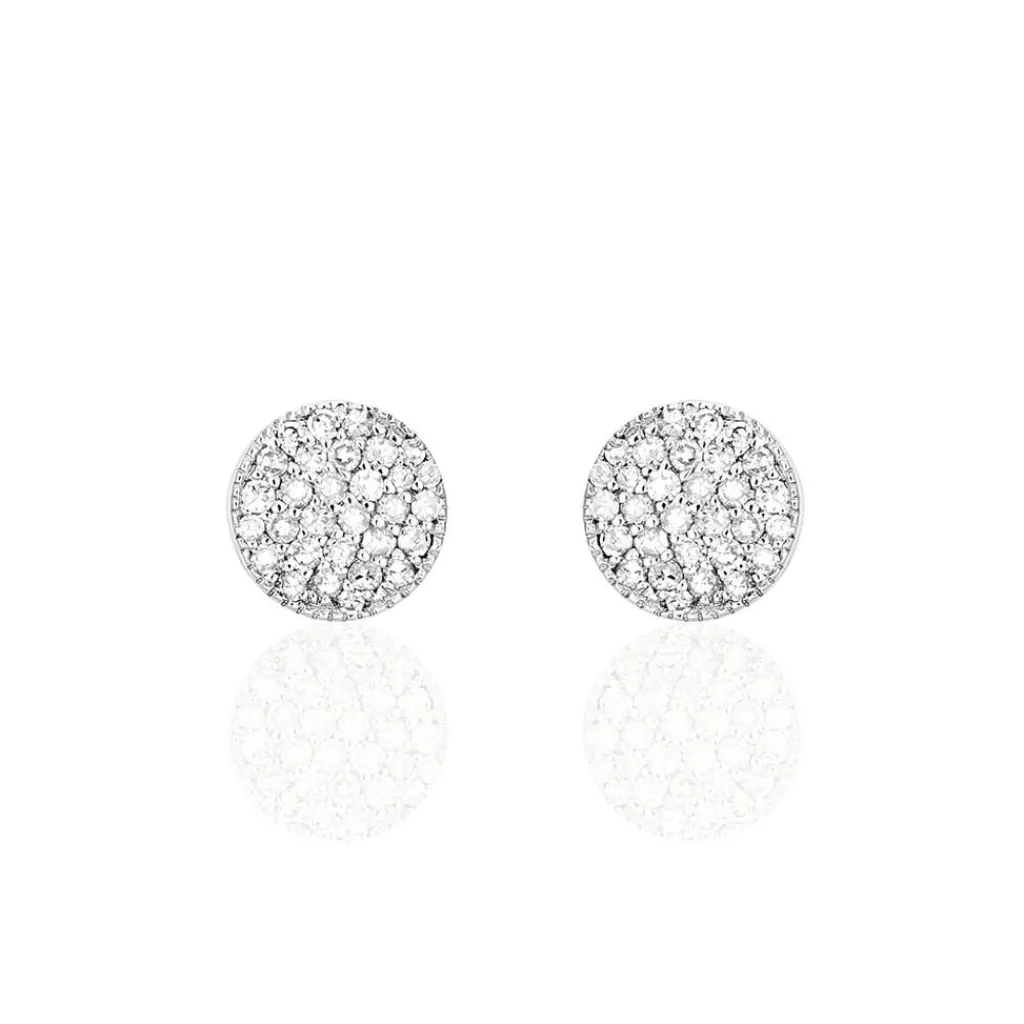 Histoire d'Or Boucles D'oreilles Puces Kristin Or Blanc Diamant Best