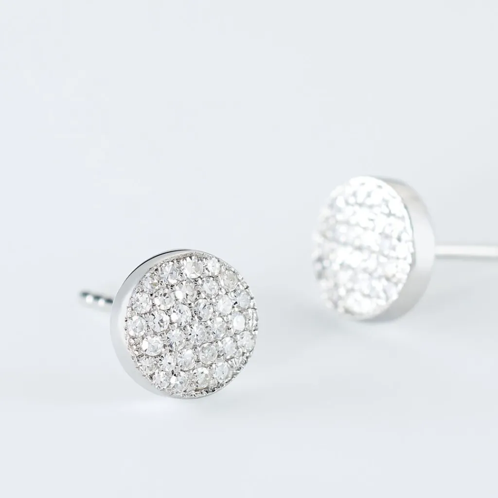 Histoire d'Or Boucles D'oreilles Puces Kristin Or Blanc Diamant Best
