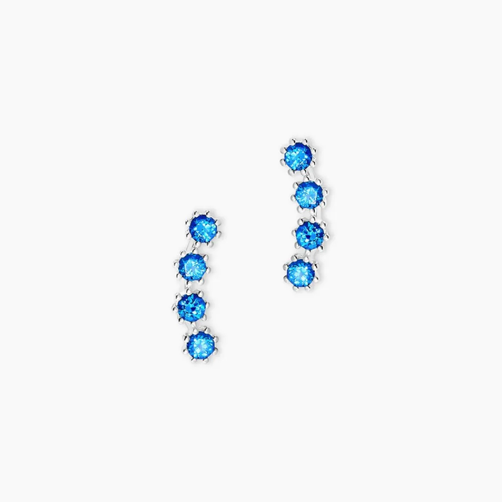Histoire d'Or Boucles D'oreilles Puces Karrie Argent Blanc Oxyde De Zirconium argent blanc oxyde bleu Sale