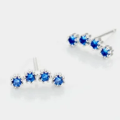Histoire d'Or Boucles D'oreilles Puces Karrie Argent Blanc Oxyde De Zirconium argent blanc oxyde bleu Sale