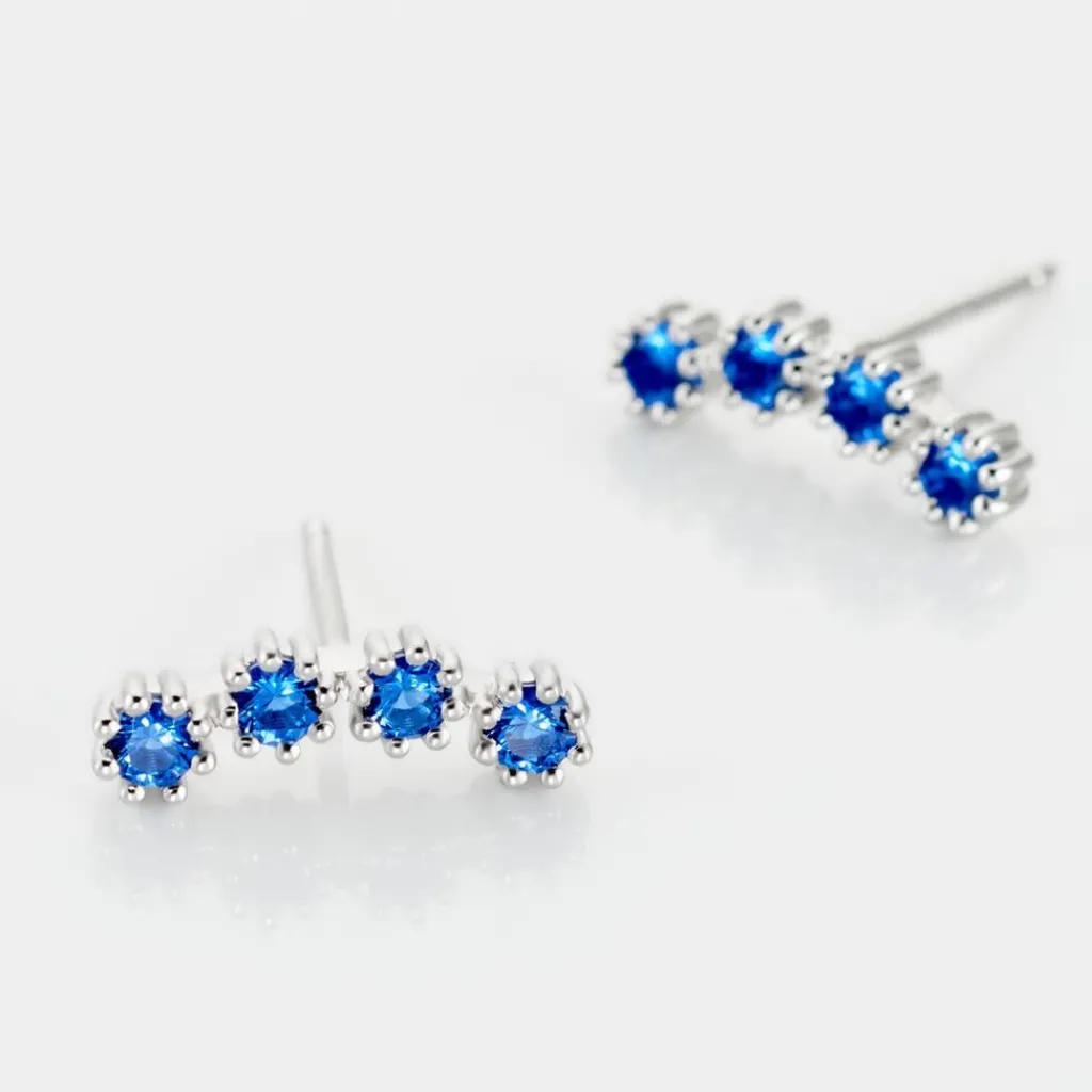 Histoire d'Or Boucles D'oreilles Puces Karrie Argent Blanc Oxyde De Zirconium argent blanc oxyde bleu Sale