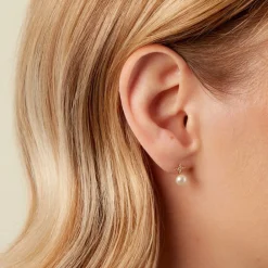 Histoire d'Or Boucles D'Oreilles Puces Kalpana Or Jaune Perle De Culture Oxyde De Zirconium New