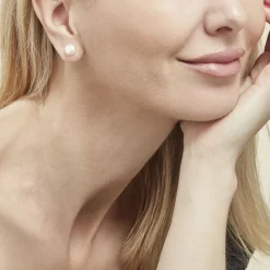 Histoire d'Or Boucles D'oreilles Puces Kesya Nacres Bouton Or Jaune Perle De Culture Best