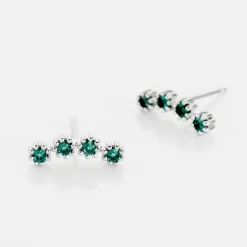 Histoire d'Or Boucles D'oreilles Puces Karrie Argent Blanc Oxyde De Zirconium argent blanc oxyde vert Best