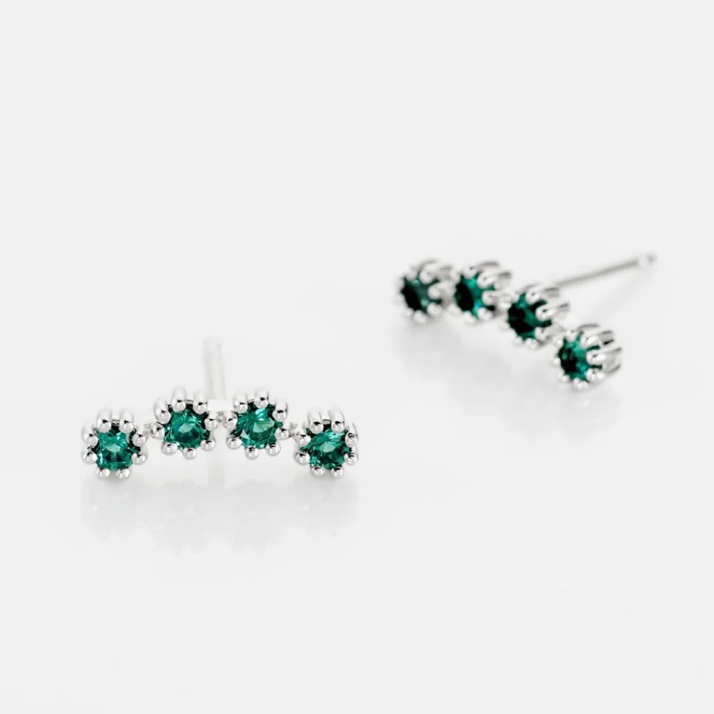 Histoire d'Or Boucles D'oreilles Puces Karrie Argent Blanc Oxyde De Zirconium argent blanc oxyde vert Best