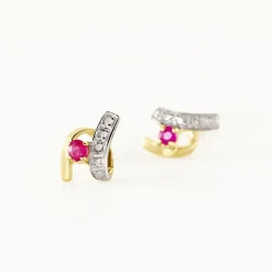 Histoire d'Or Boucles D'oreilles Puces Kirsten Or Jaune Rubis Et Diamant Sale