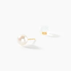 Histoire d'Or Boucles D'oreilles Puces Kesya Nacres Bouton Or Jaune Perle De Culture