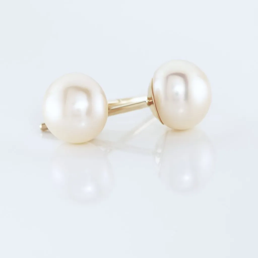 Histoire d'Or Boucles D'oreilles Puces Kesya Nacres Bouton Or Jaune Perle De Culture New