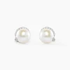 Histoire d'Or Boucles D'oreilles Puces Lucinda Or Blanc Perle De Culture Et Oxyde
