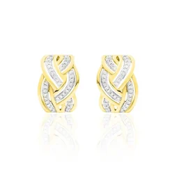 Histoire d'Or Boucles D'oreilles Puces Leopoldine Or Jaune Diamant New